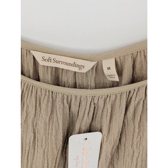 Soft Surroundings Peasant Top Medium Sand Dune Lace Crochet Gauze Boho Chic - Picture 2 of 13